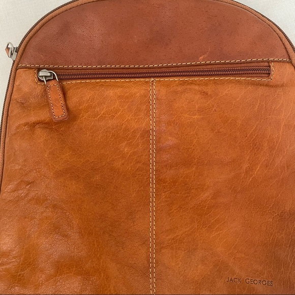 Jack Georges Voyager Collection Brown (Honey) Leather Small Backpack Bag #7133 - Picture 5 of 14